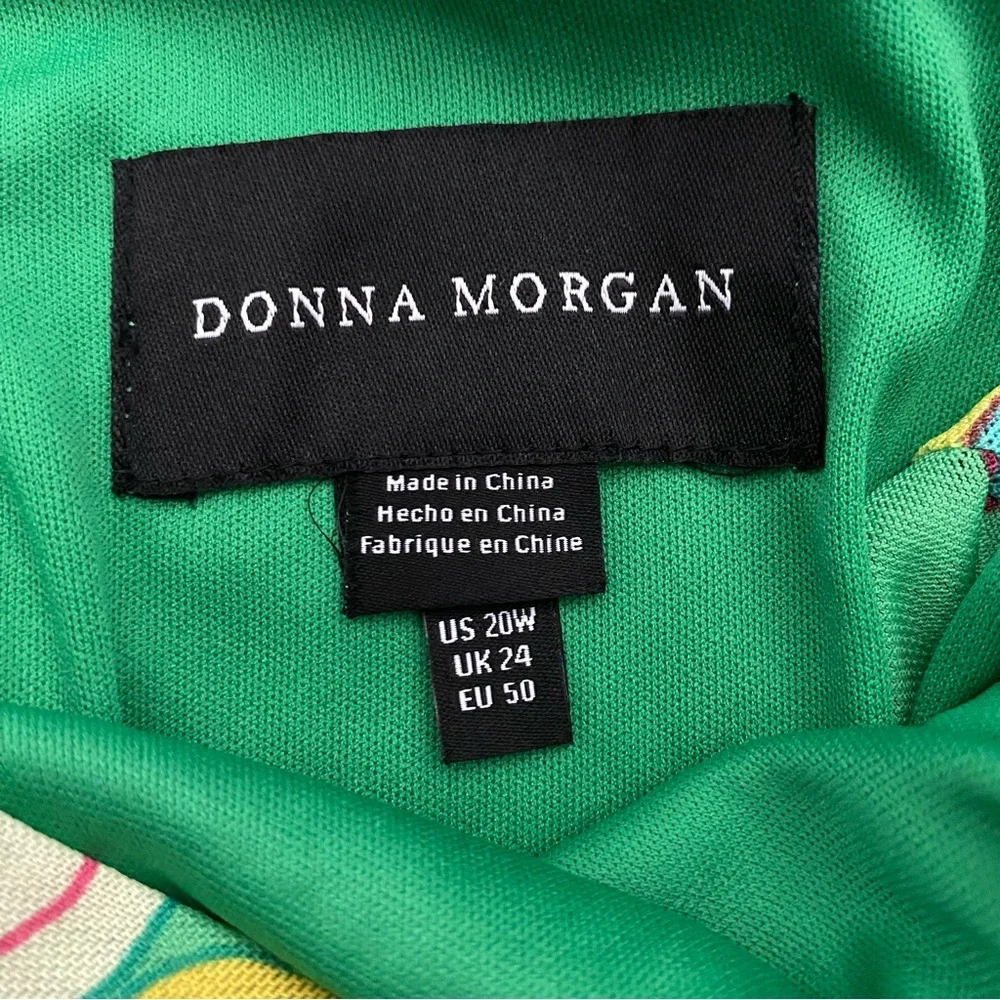 Donna Morgan multicolor green paisley floral pleat shirred overlay Dress size 20 - Picture 12 of 14